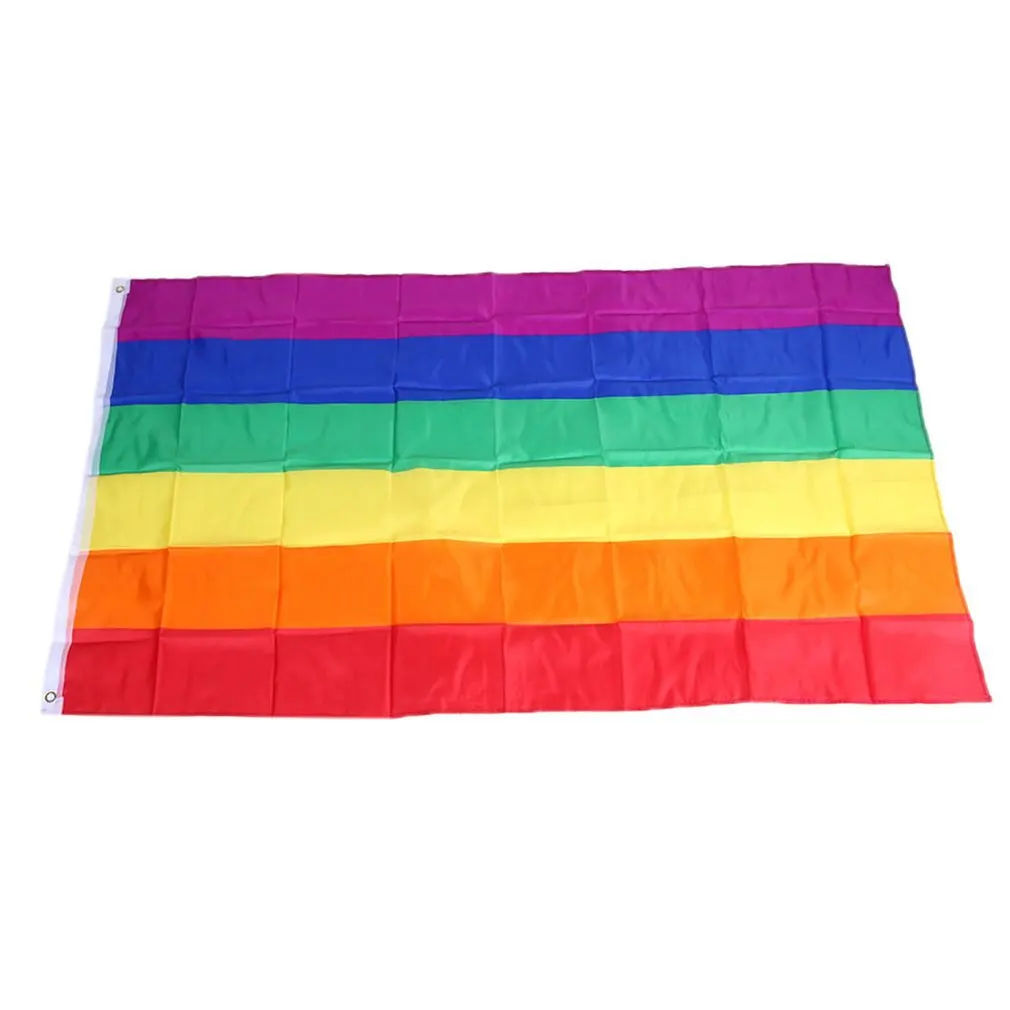 90 x 150 cm Rainbow Flag Polyester for Lesbian Gay Bisexual Transgender new arrival Sale | Дом и сад