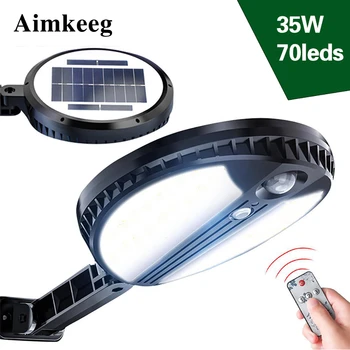 

70LED Solar Wall Lamp PIR Motion Sensor Solar Lamp Light Sensor with Remote Control 35W Outdoor IP65 for Street Garden Lighting