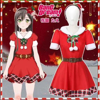 

2019 New Japanese Anime BanG Dream! Poppin Party Hanazono Tae Christmas Series Cosplay Costume Red Dress High Quality B