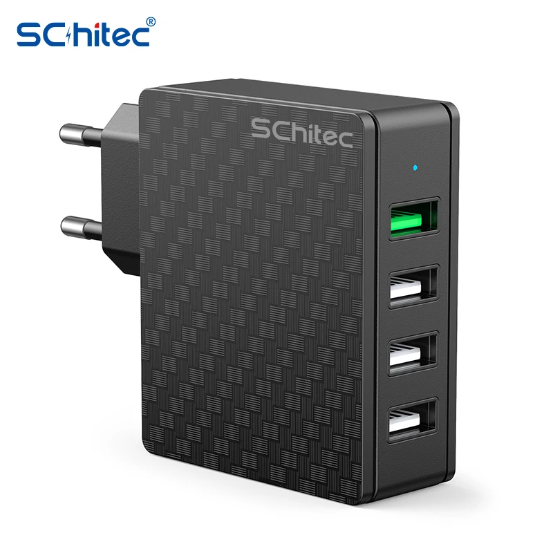 Schitec 4 Port Fast Charging QC3.0 USB Quick Charge Universal 3.0 QC4.0 EU Plug Power Adapter For Samsung iPhone Tablet Charge best 65w usb c charger