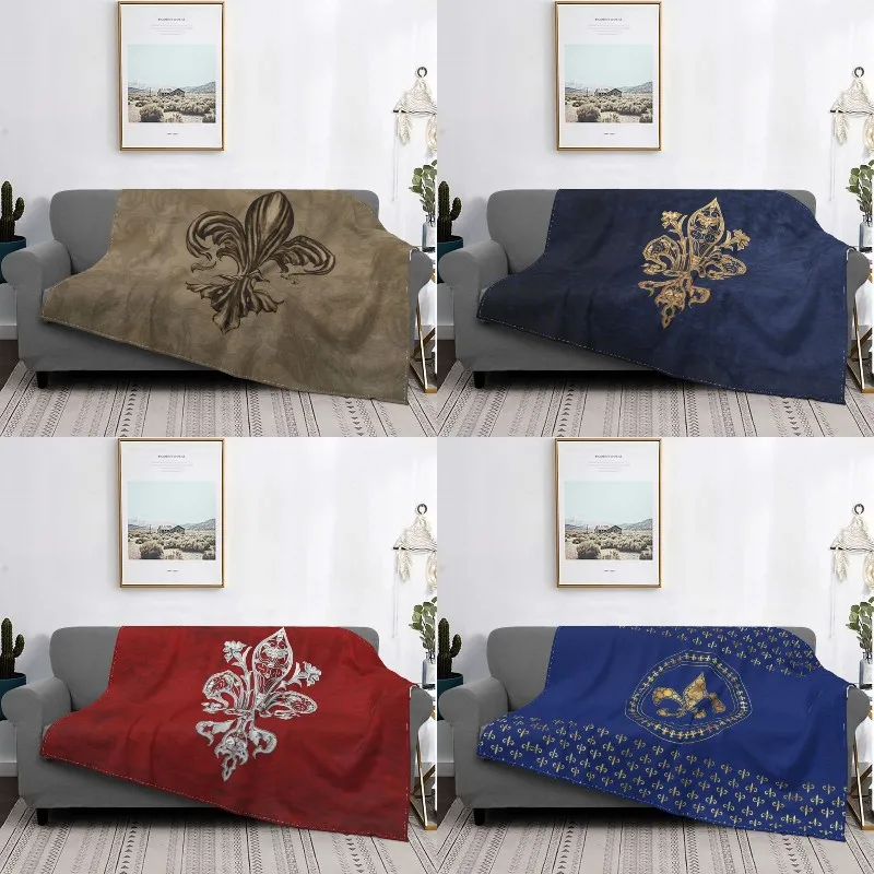 

Ultra-Soft Fleece Vintage Fleur De Lis Lily Flower Throw Blanket Warm Flannel Fleur-De-Lys Blankets for Bed Home Sofa Quilt