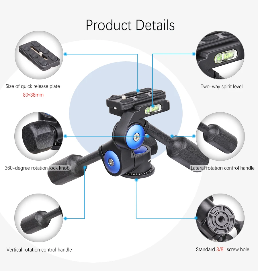 Innorel H40 Two Handle Hydraulic Damping 3D Three-dimensional Tripod Head 360 Degree Rotation for Canon Nikon DSLR Camera