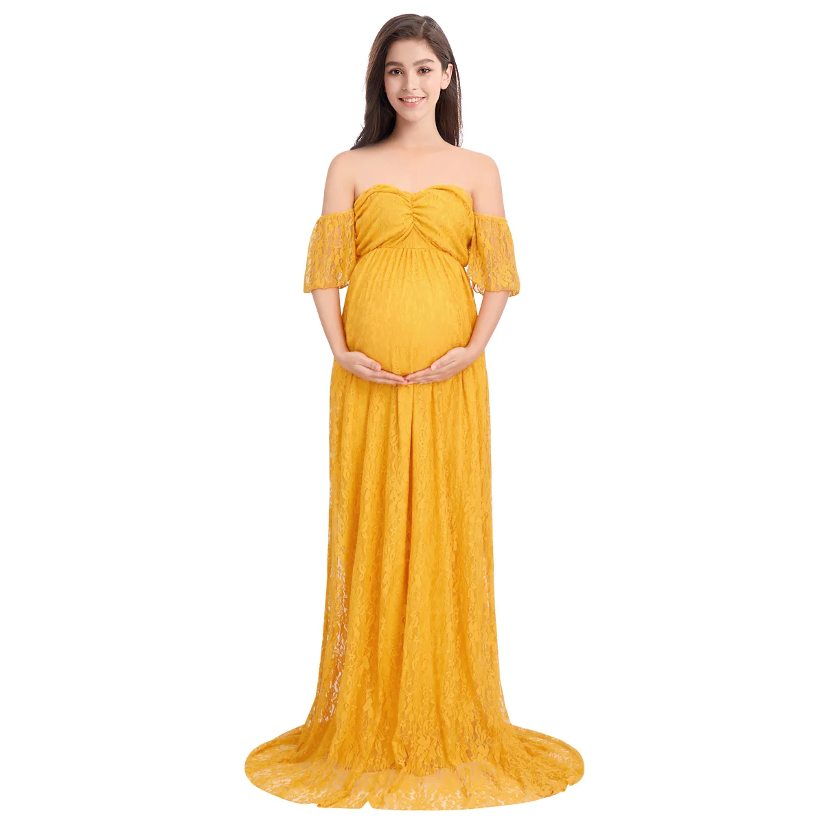 Платье для беременных длинное платье с длинным шлейфом для фотография беременной женщины свадебное платье для беременных Платья для фотосессии - Цвет: Yellow