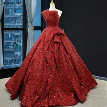 Красное вино без бретелек сексуальное блестящее свадебное платье с открытыми плечами Роскошные свадебные платья настоящая фотография HM66838 Cusotm Сделано