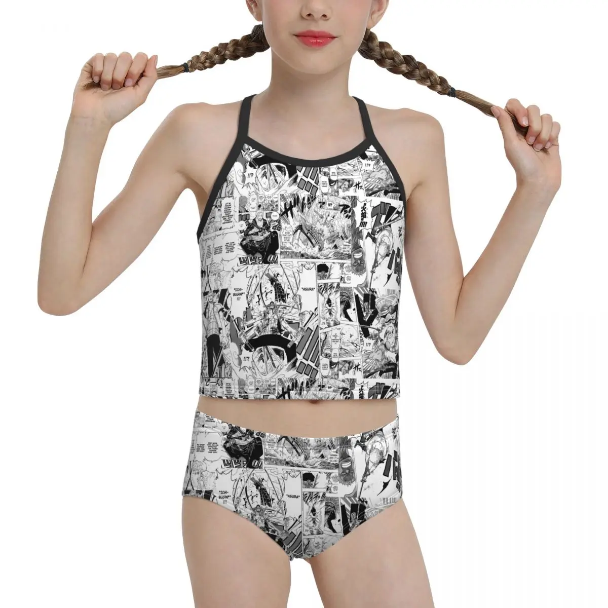 2021 Japanese Anime R374 Swimwear for junior high school Girls Print Manga Biquini Wholesale Brand for Children Girl cute bikini sets Bikini Sets