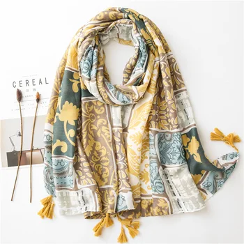 

Luxury brand 2020 women autumn winter print scarf bohemian long shawls and wraps scarfs for ladies muffler cape hijab store