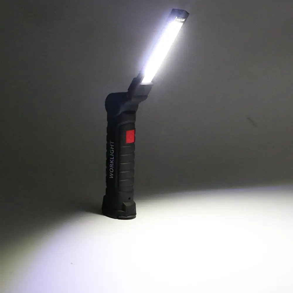 Rechargeable COB 5LED Hand Torch Lamp Magnetic Inspection Work Lights Flexible