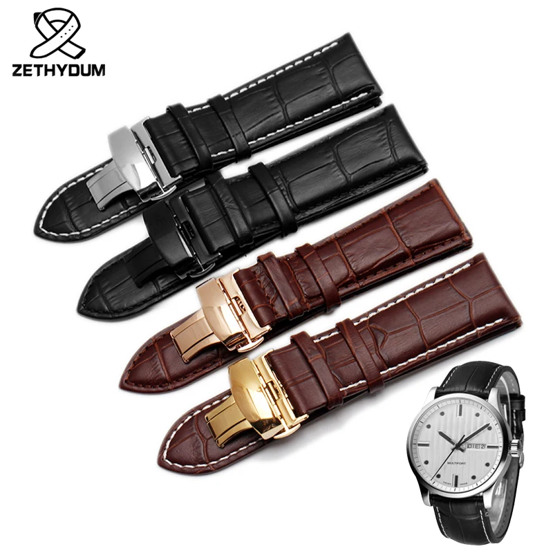 

22mm 23mm 24mm 26mm 28mm big width Black brown Mens Alligator Genuine Leather Watch Strap Band bracelets free shipping