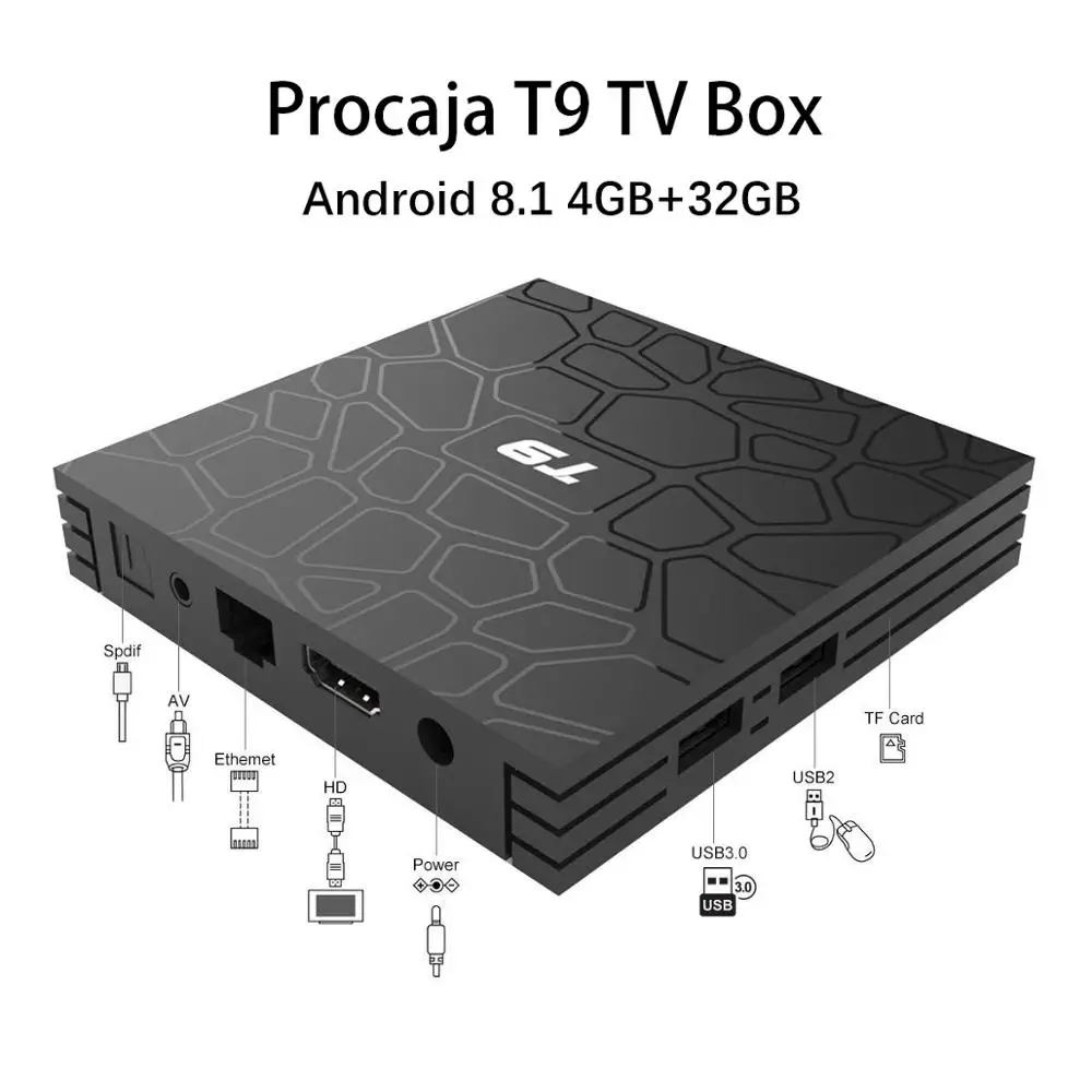 T9 Android 8,1 tv Box 4G+ 32G/64G четырехъядерный BT4.0/H.265/3D UHD 4K 2,4G/5G двойной wifi французский IP tv Европа Великобритания Испания IP tv 4000Live+ видео по запросу
