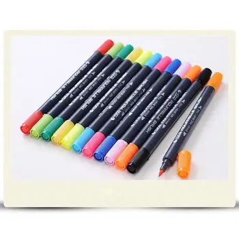 

New Hot Selling Dual Tip Watercolor Brush Markers - Stain Non-Toxic Water Based Lettering Marker Calligraphy Pens