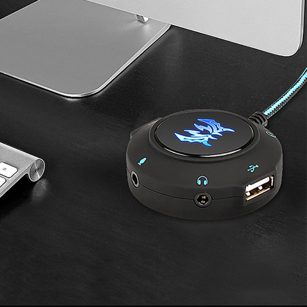 ПК Внешний USB стерео кабель адаптер для ноутбука аудио многоинтерфейсная звуковая карта шумоподавление с подсветкой