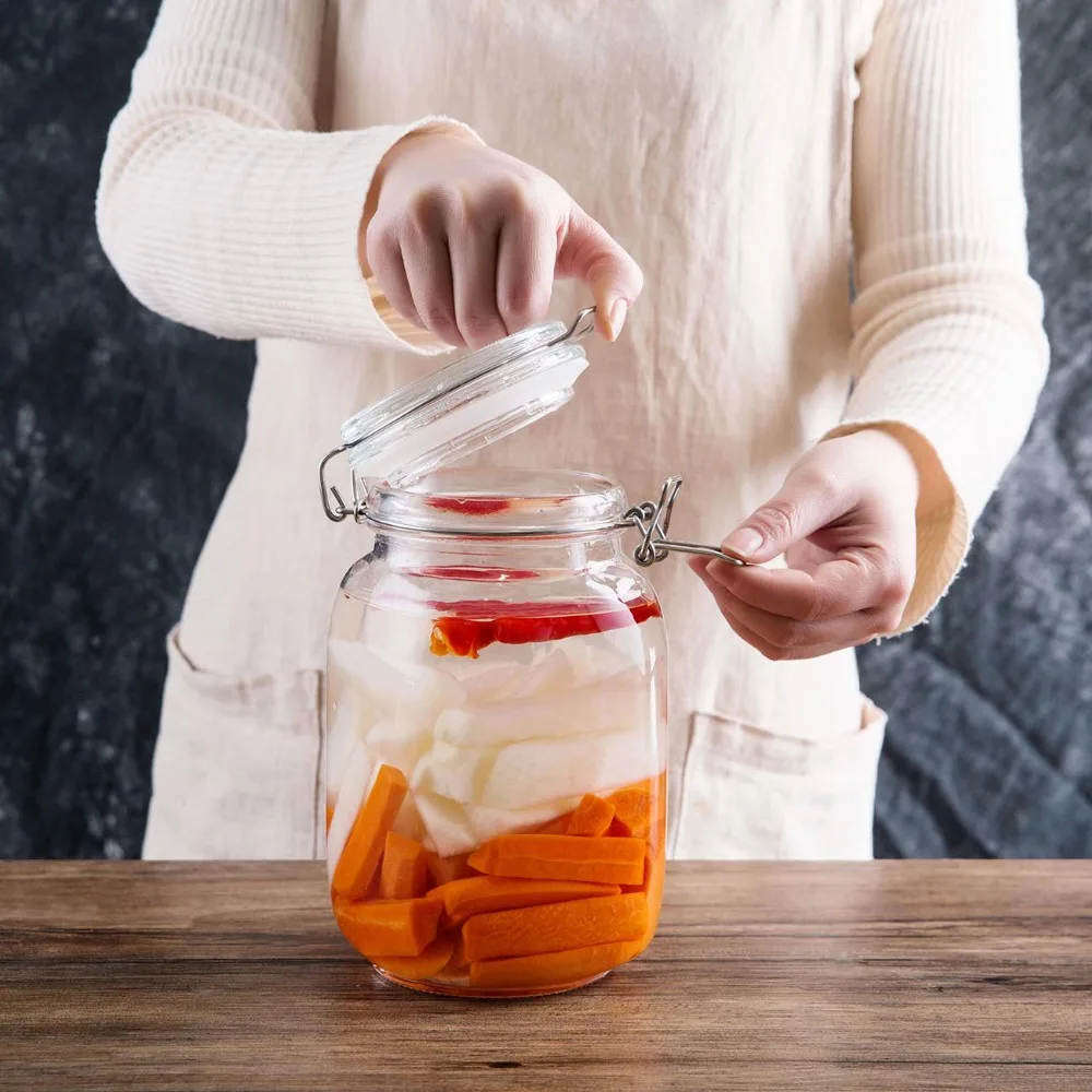 750-2200ML Stainless Steel Buckle Glass Storage Containers Bottle Food Storage Jar Kitchen Passion Fruit Enzyme Sealed Can