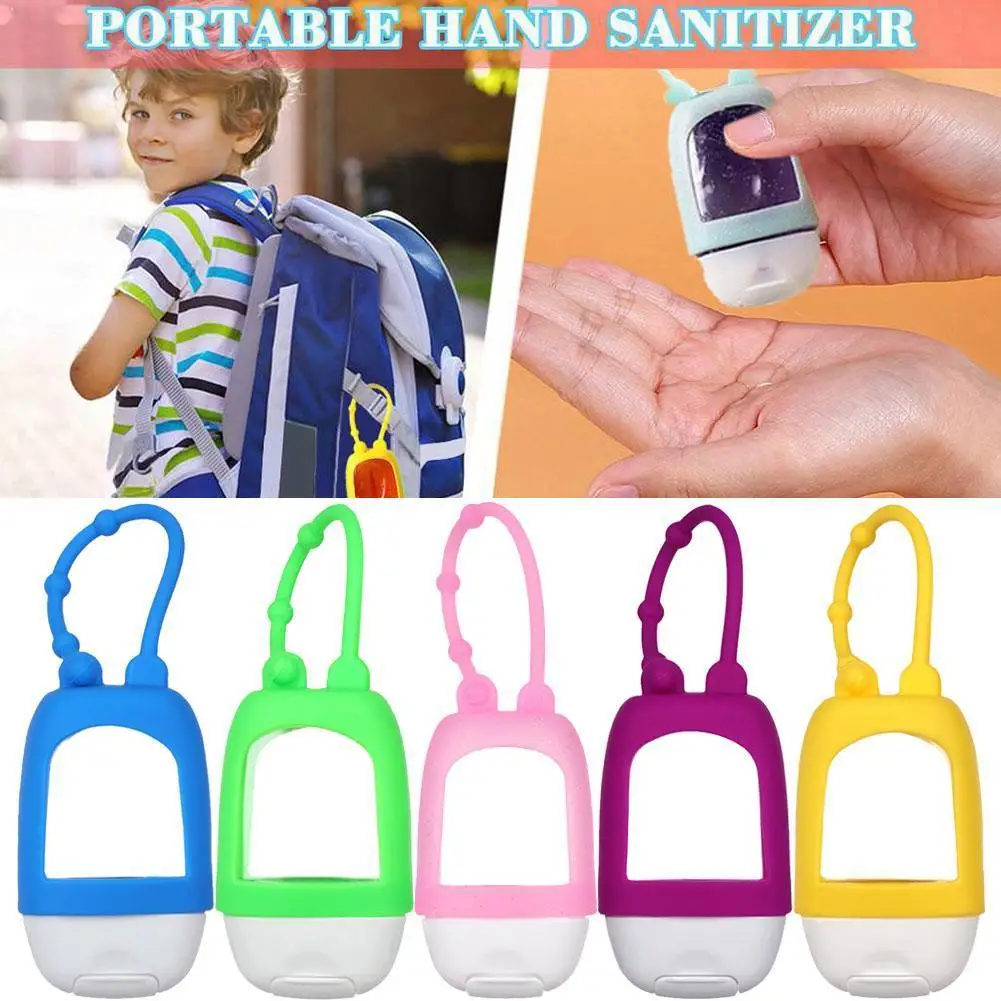 

30ml Portable Hand Sanitizer Bottle Reusable Travel Silicone Keychain hand Soap Holder Durable Sub-bottling Container Gel E D1W1