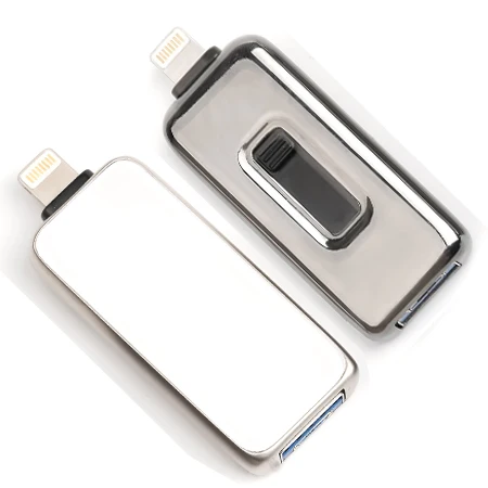 USB флэш-накопитель для iPhone X/8/7 Plus/6 Plus/6s/5/SE/iPad 3 в 1 металлический n Стекло OTG флеш-накопитель USB3.0 флеш-накопитель 16 Гб 64 Гб 128 ГБ 256 - Цвет: White n Black