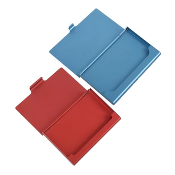

2x Creative Useful Box Cover Credit Business Card Wallet (Blue&Red)