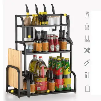 

Kitchen Storage Rack Seasoning Shelf Three Layers Oblique Bottom Style Cutlery Organizer Home Save Space Kitchen Accessories