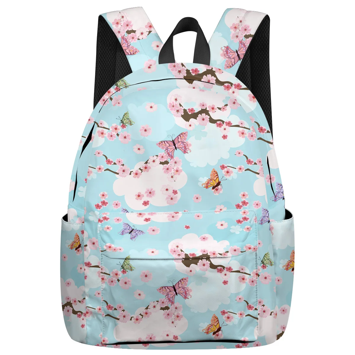 

WHEREISART Cartoon Butterfly Flower Cherry Blossom Pink Spring Backpacks Elementary School Students Soft And Comfortable Laptop