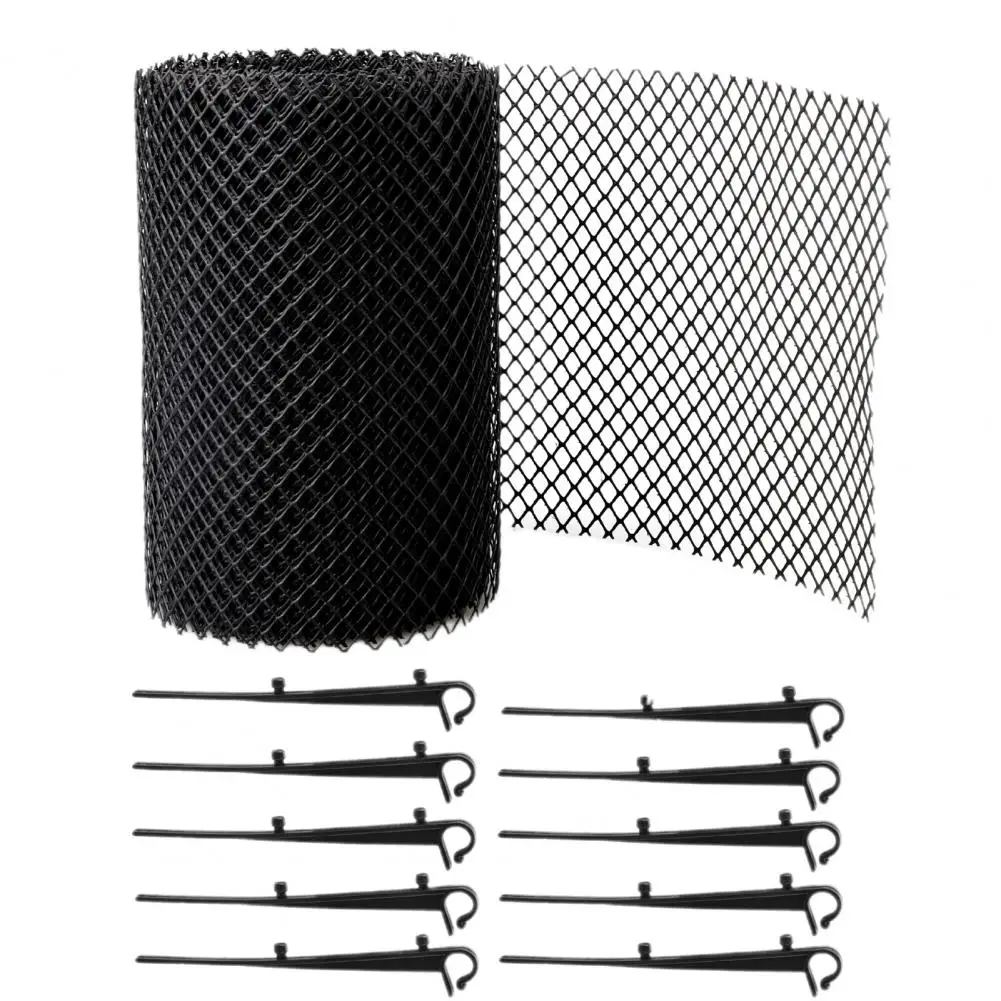 1 Roll Anti-clogging Gutter Guard Mesh Cover Flexible PP Balcony Drain Protector Adjustable Mesh Netting With Stakes for Home