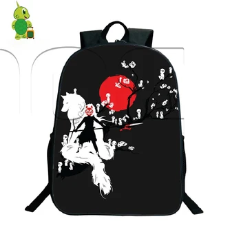 

Anime Ghibli Outline Backpack Students School Bags Mononoke Hime Totoro Backpacks for Teenage Girls Boys Casual Travel Rucksack
