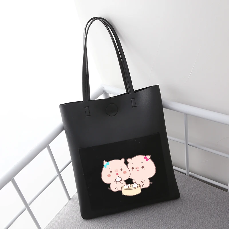 

NI WEI ER Cute Pig Women Shoulder Bag Simple Pu Leather Handbag Large Capacity Shopping Bag Waterproof Outdoor Travel Bags 2019