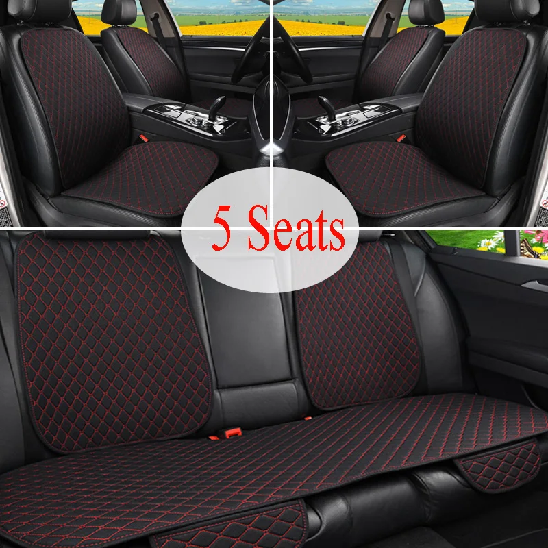 

5 Seats Flax Car Seat Cover Protector with Backrest Front Rear Seat Back Waist Washable Cushion Pad Mat for Auto