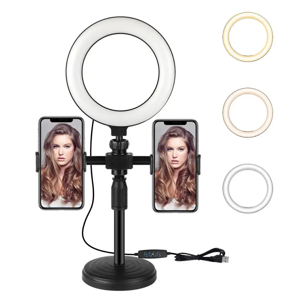 

LED ring light selfie stick two hands desktop stand video light fill light monopod, suitable for Vlog Youtube live makeup