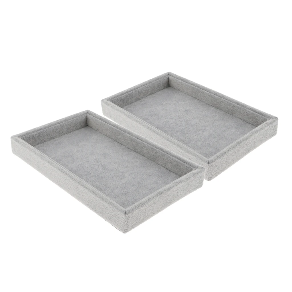 2 pcs Velvet Jewelry Tray Jewelry Accessory For Rings Earrings Watches Button Ring Showcase Jewelry Storage Box