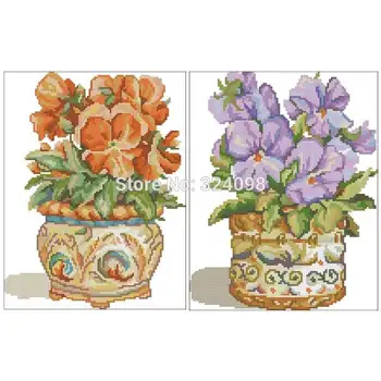 

Two small potted flowers patterns Counted Cross Stitch 11CT 14CT 18CT DIY Chinese Cross Stitch Kits Embroidery Needlework Sets