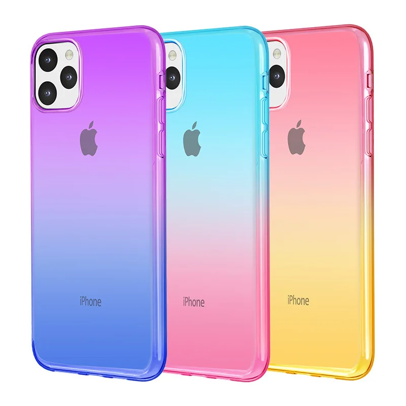 500 шт цветной градиентный Мягкий ТПУ силиконовый гелиевый чехол для iPhone 11 Pro Max XS XR X 8 7 6 6S Plus ультратонкий противоударный чехол