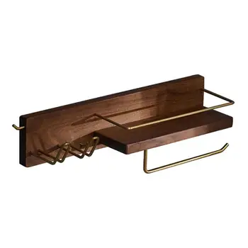 

1PC Natural Wood Hair Dryer Rack Solid Wood Hair Dryer Rack Household Storage Bracket No Punching Sink Rack for Home Bathroom