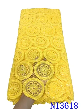 

Latest Yellow Lace Material 2020 High Quality New Nigerian French Sequins Lace Fabrics African Embroidered Lace Fabric NI3618