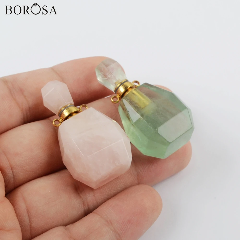 BOROSA 3 шт золотые аметисты белый кварцевый парфюм Адаптер для установки на бутылку мульти-вид натуральный камень флакон для духов для ожерелья WX1196