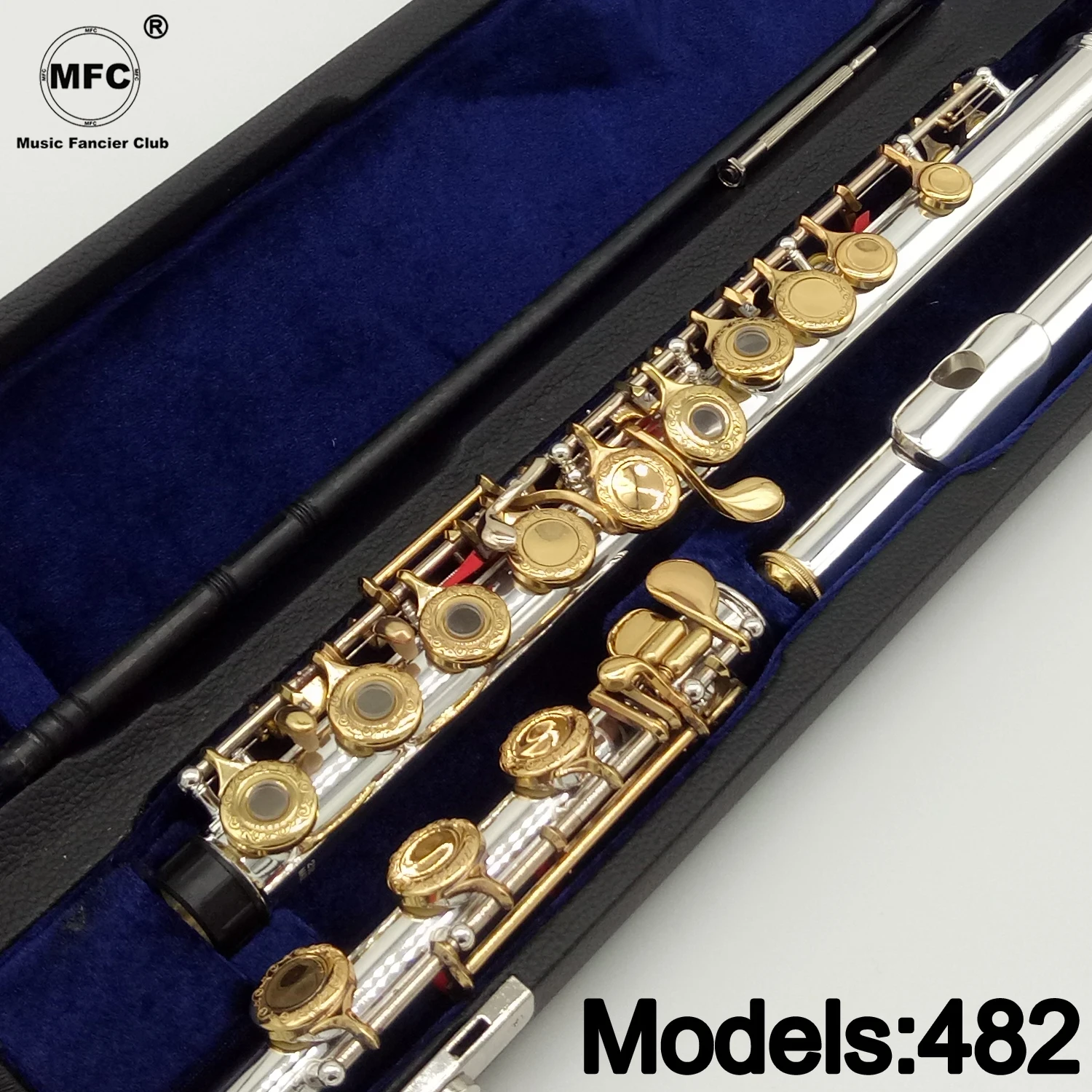 Music Fancier Club Flute 482 Engraving Hand Carved Keys Gold Plating