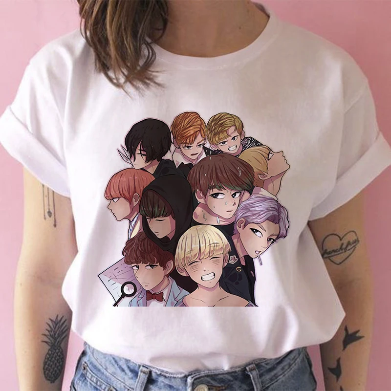 Женская Футболка Kpop в Корейском стиле женская футболка Ulzzang Harajuku JIN SUGA J HOPE JIMIN V