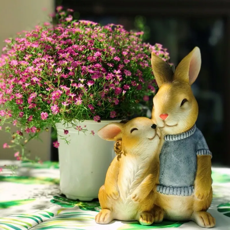 

Коллекция, милый Пасхальный кролик, настольное украшение, деревенская сказочная садовая Фигурка кролика, животное, домашний декор, подарок на день Святого Валентина, скандинавский стиль