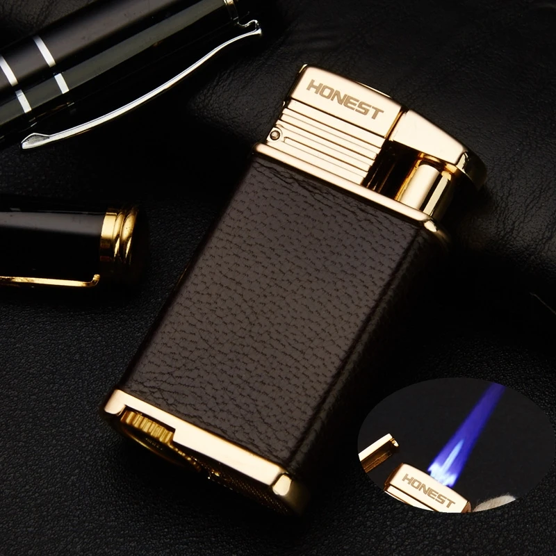 Роскошный ветрозащитный фонарь-зажигалка Jet Flame, многоразовая Бутановая газовая зажигалка, 1300 C, Мужская зажигалка с синим пламенем, подарки
