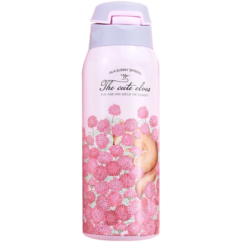 Botique-350Ml с двойными стенками бутылка для воды с соломинкой 304 нержавеющая сталь вакуумная колба кружка Открытый Бутылка Спорт Изолированная чашка