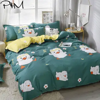 

Papa&Mima Cartoon style bedlinens Cute duck bedding set Sheet Pillowcase Duvet Cover Sets Bedclothes set DropShipping
