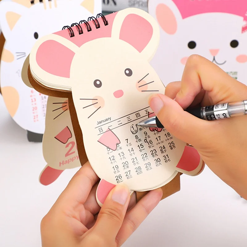 New Year Unicorn Cat Animals Desk Calendar Cherry Blossom Calendar Daily Schedule Planner