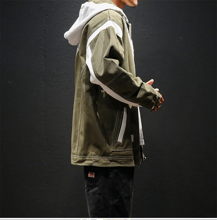 New Patchwork Jackets Men Autumn Zipper Hip Hop Pocket Jacket Casual Loose Jacket and Coat Men Streetwear 4XL 5XL