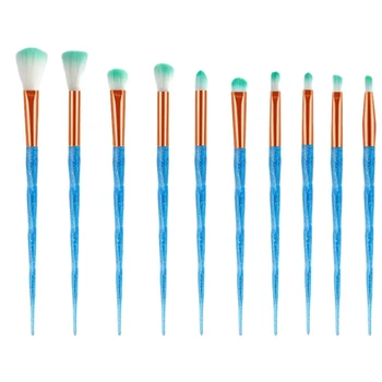 

10Pcs Diamond Handle Makeup Brushes Set Crystal Spiral Handle Foundation Blending Powder Crease Make Up Brush Cosmetic Tools