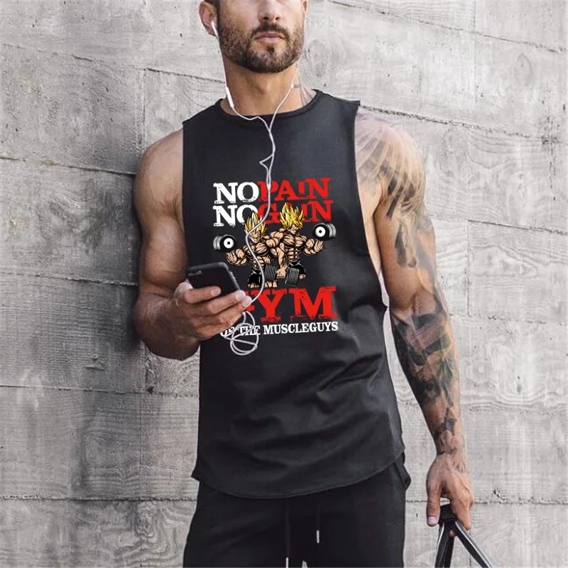 Dragon Ball Gym Мужская рубашка без рукавов для бодибилдинга майка спортивная одежда для фитнеса тренировок жилет для бега