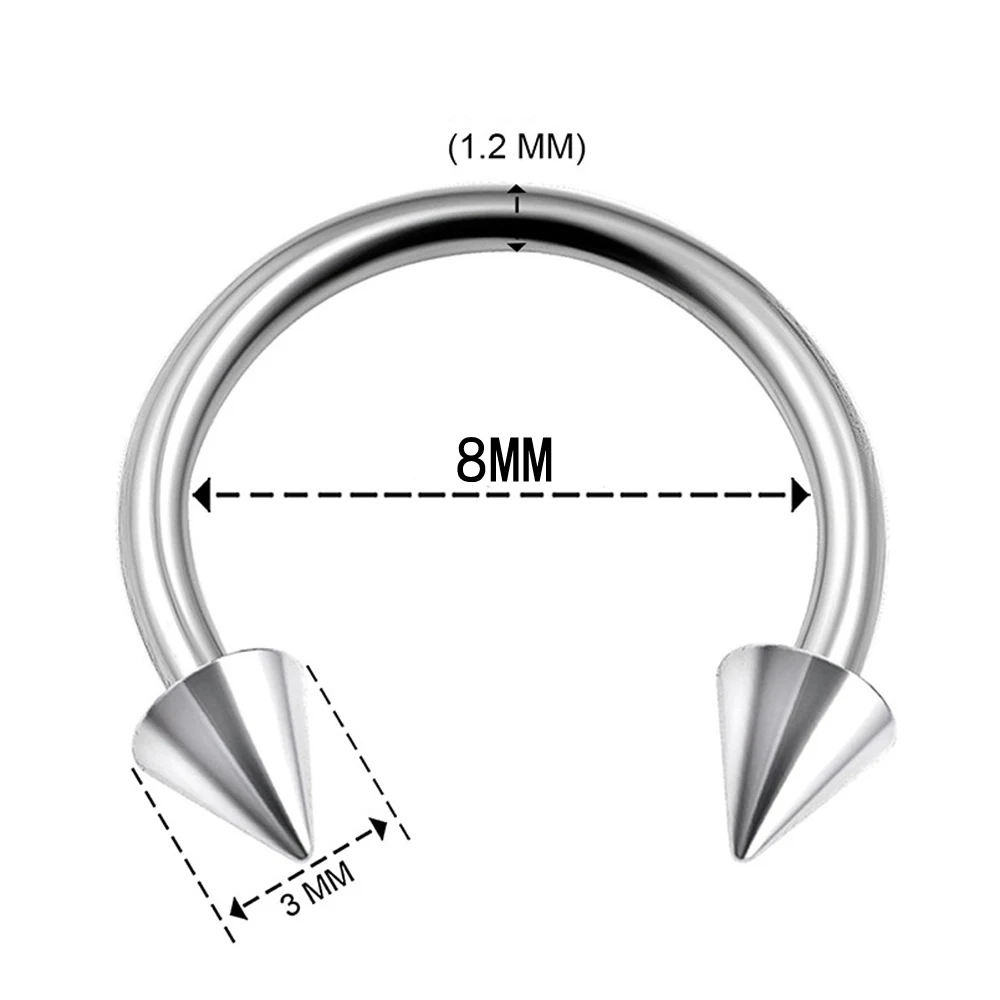 10 шт./лот 316L хирургические Нержавеющая сталь круговые штанги Подкова 18g, украшение для пирсинга губ бровей Триммер для носа гвоздики, пирсинг тела ювелирные изделия