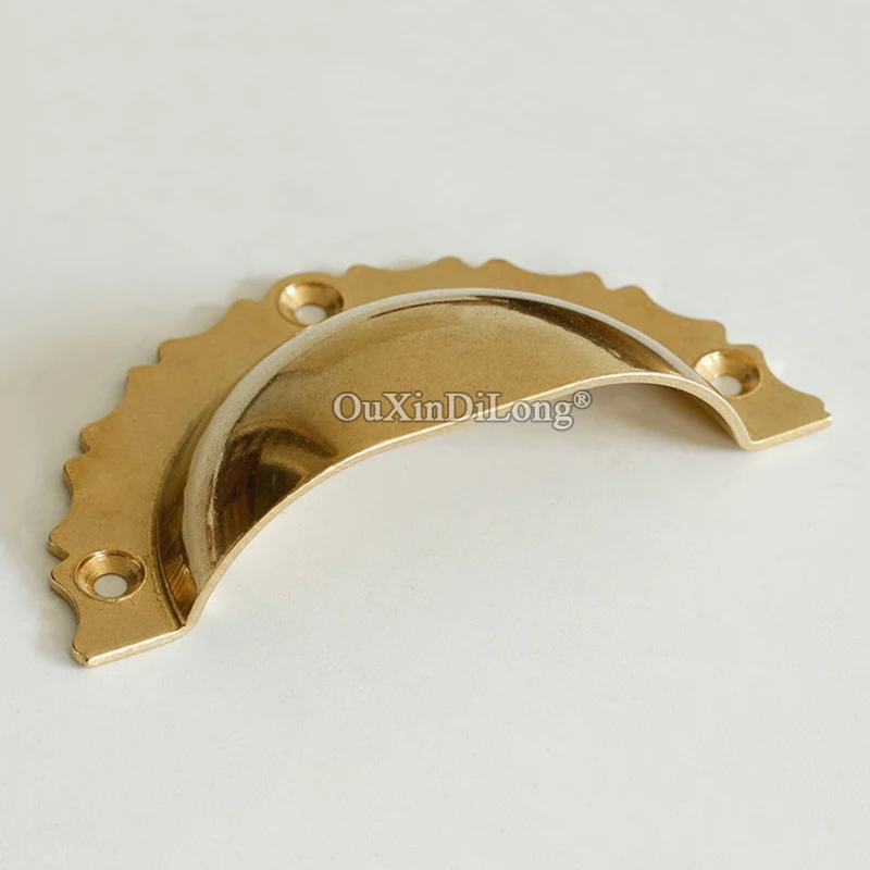 Retro 10PCS Pure Brass Shell Cabinet Pulls European Antique Furniture Handles Cupboard Wardrobe Kitchen Cabinet Pull Handles