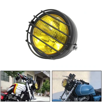 

Retro Vintage Motorcycle Universal Side Mount 35W 6.5 Inch Amber Headlight Cafe Racer with Grille
