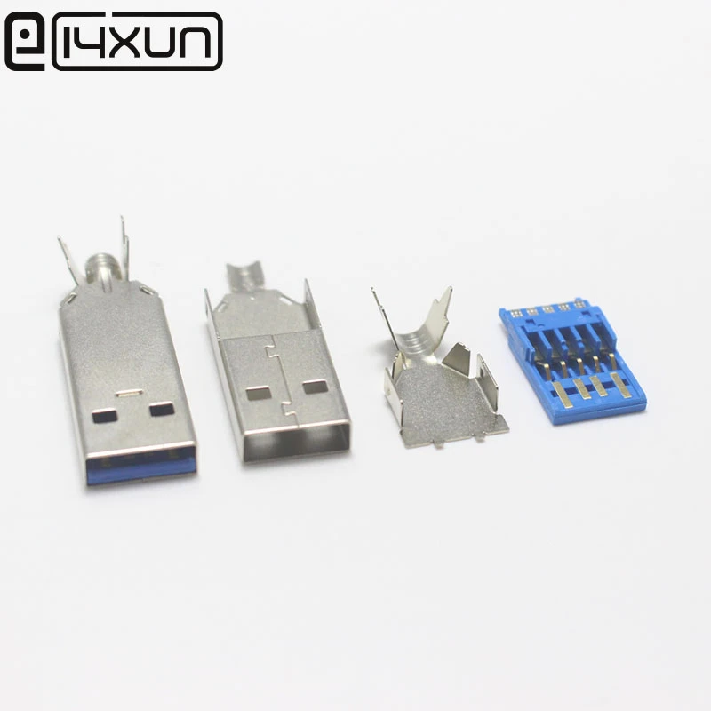 Gimax 30pcs/lot DIY USB 3.0 male connector jack soldering type socket 3 in 1 for DIY USB 3.0 Cable 