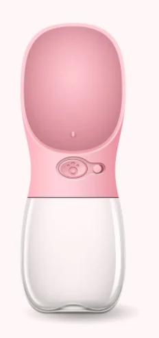 Pink Бутылка для воды для домашних собак, кошек, портативные чашки для путешествий, уличная чаша для питьевой воды, 350 мл, маленькие большие собачьи продукты Домашние животные - Цвет: Pink