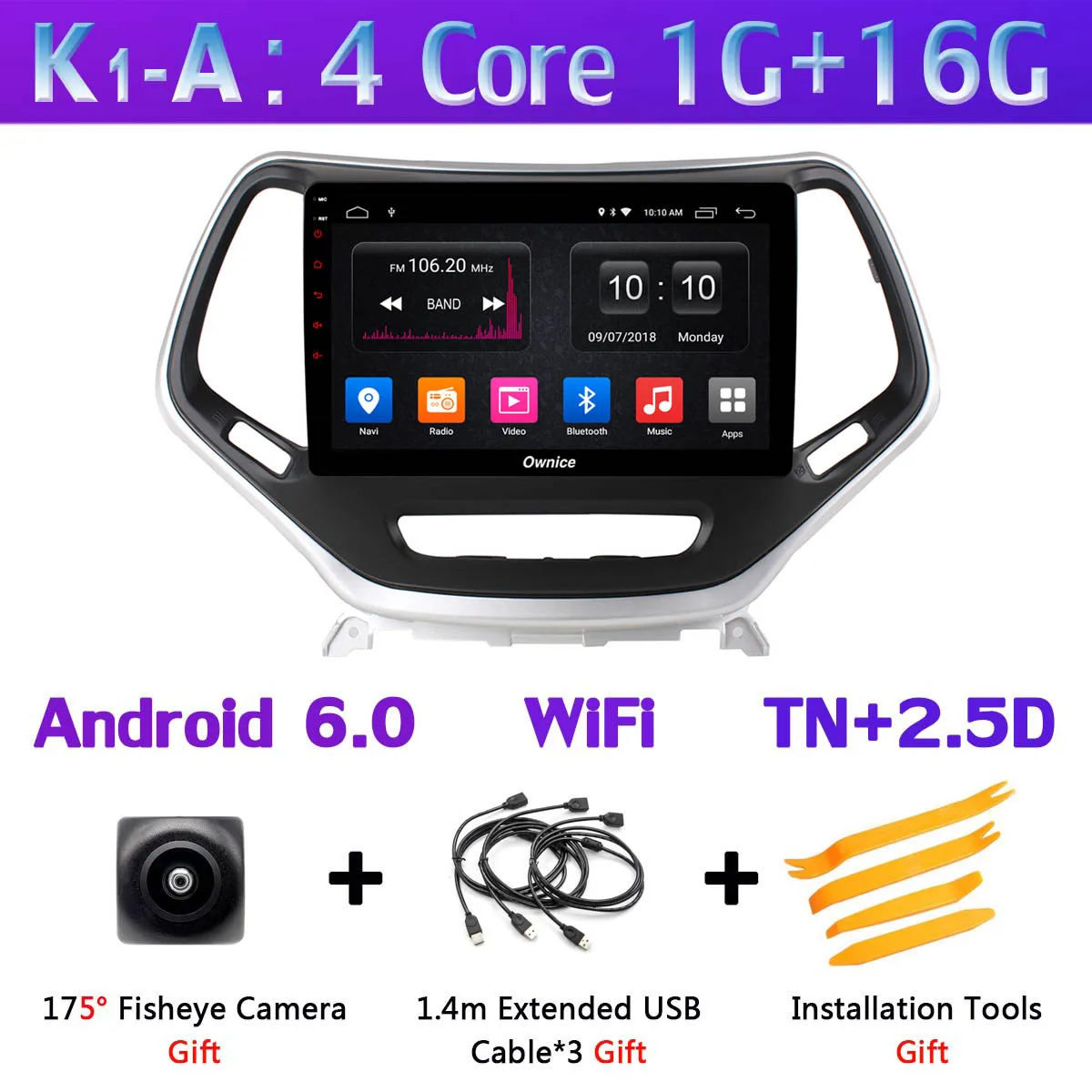 360 ° панорамный Android 9,0 64G gps радио CarPlay SPDIF DSP Автомобильный мультимедийный плеер для Jeep Cherokee - Цвет: K1-A