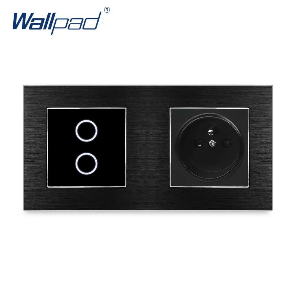 Настенный сенсорный выключатель Wallpad 2 Gang с европейской французской розеткой