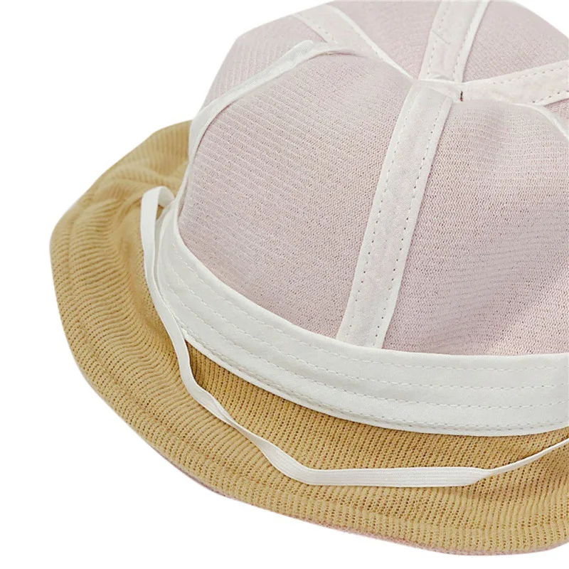 Baby Boys Girl Solid Print Bucket Hats Cartoon Ear Design Caps Reversible Sun Headwears 1-4y Autumn